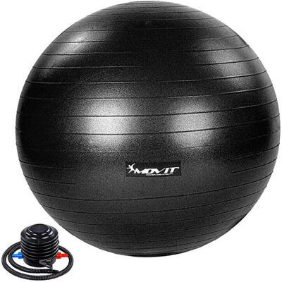 Gymnastikball 75 cm Schwarz mit Fusspumpe